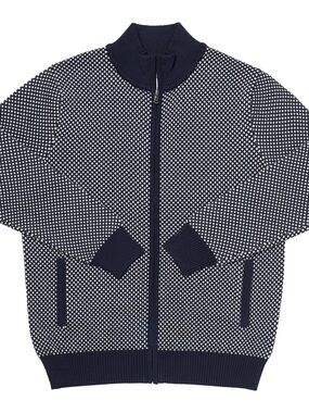 Long Wharf Supply Co Edgartown SeaWell Full Zip Sweater Navy Blue Golf Large